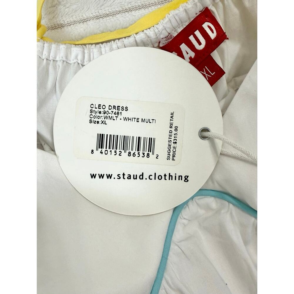 Staud NWT Cleo Tiered Poplin Midi Dress XL Rainbow Trim Cotton - Picture 13 of 16